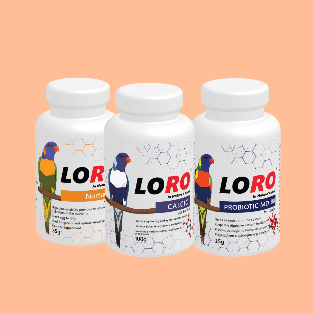 Loro Health Combo Pack for Lories & Lorikeets – Vitamins, Calcium & Probiotics