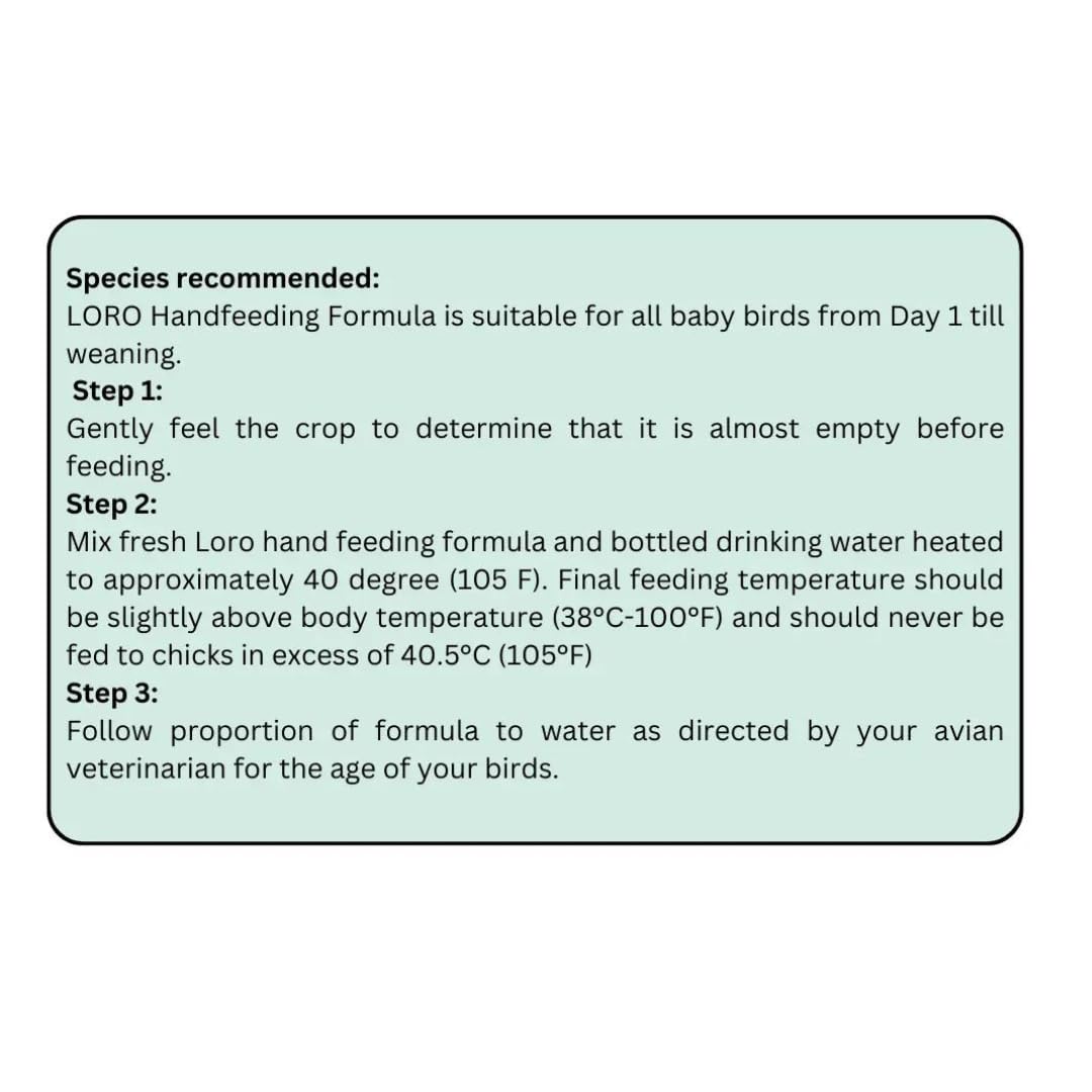 Loro Hand-Feeding Formula for Baby Birds – Promotes Healthy Growth & Development