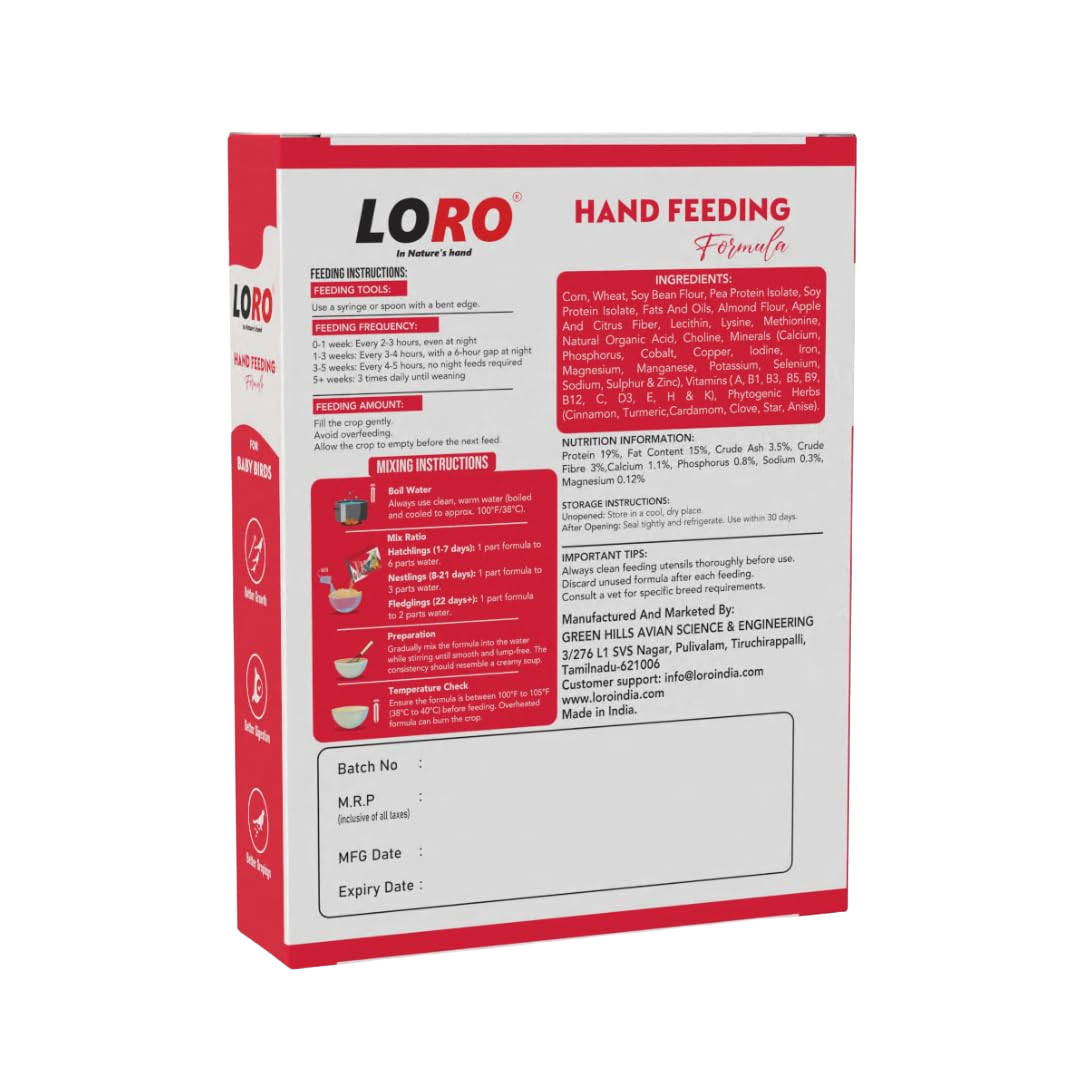 Loro Hand-Feeding Formula for Baby Birds – Promotes Healthy Growth & Development